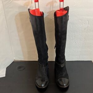 rag & bone Black leather English Riding biker tall Combat Boots